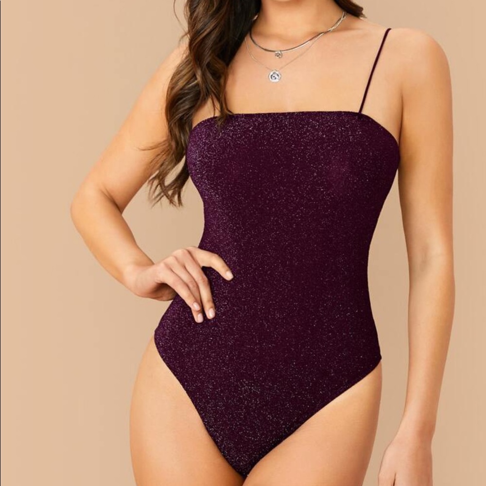 Sparkly burgundy purple bodysuit